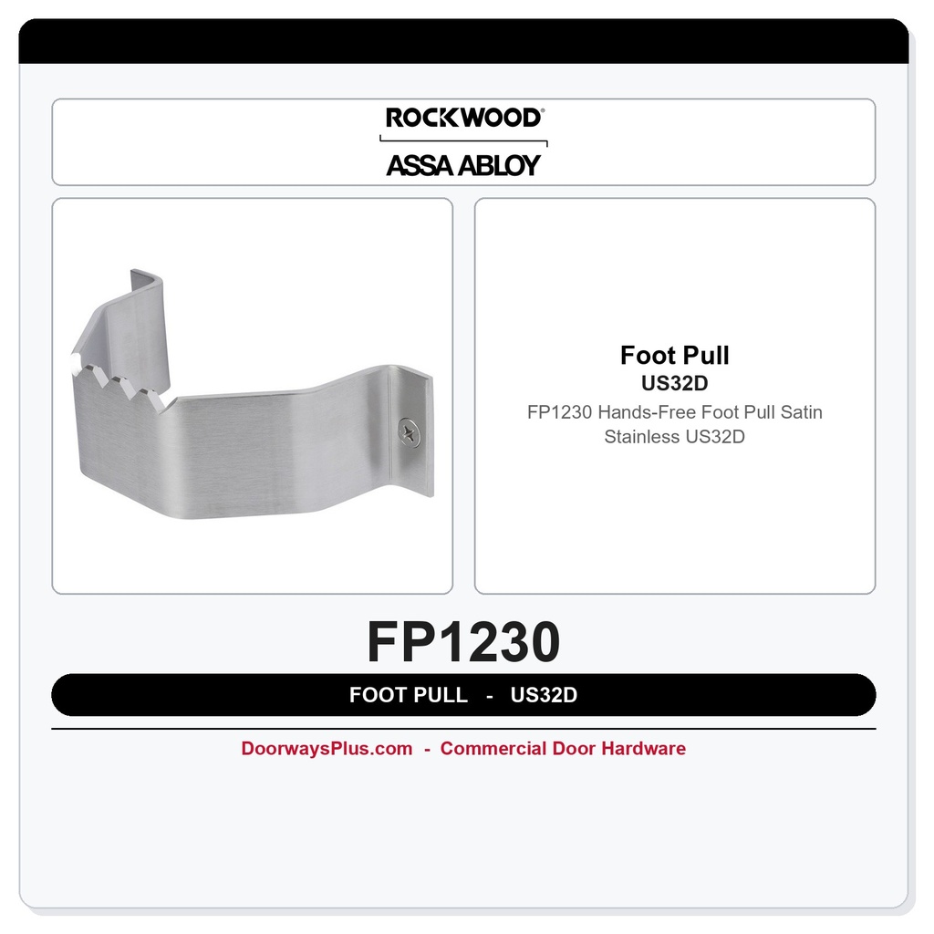 Rockwood FP1230 Hands-Free Foot Pull | Satin Stainless US32D