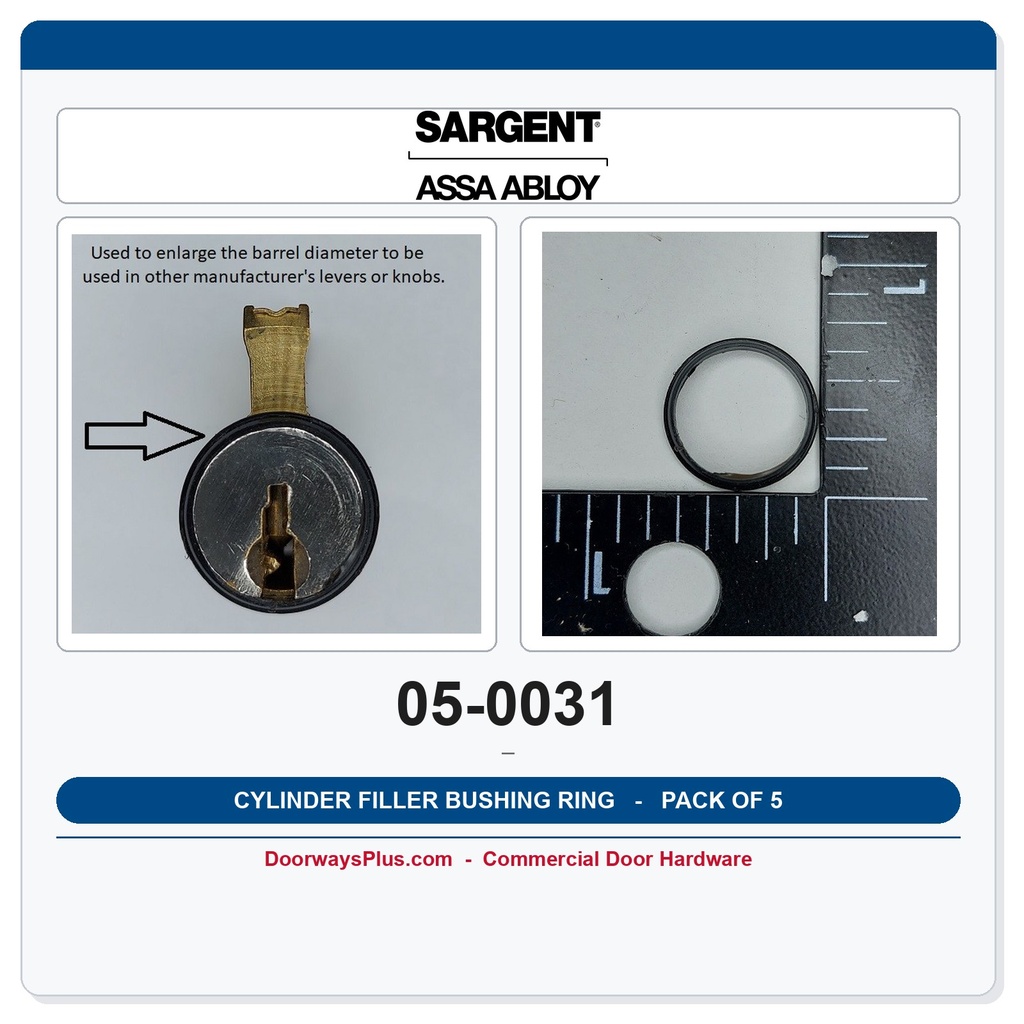 Sargent 05-0031 Cylinder Filler Bushing Ring – Pack of 5