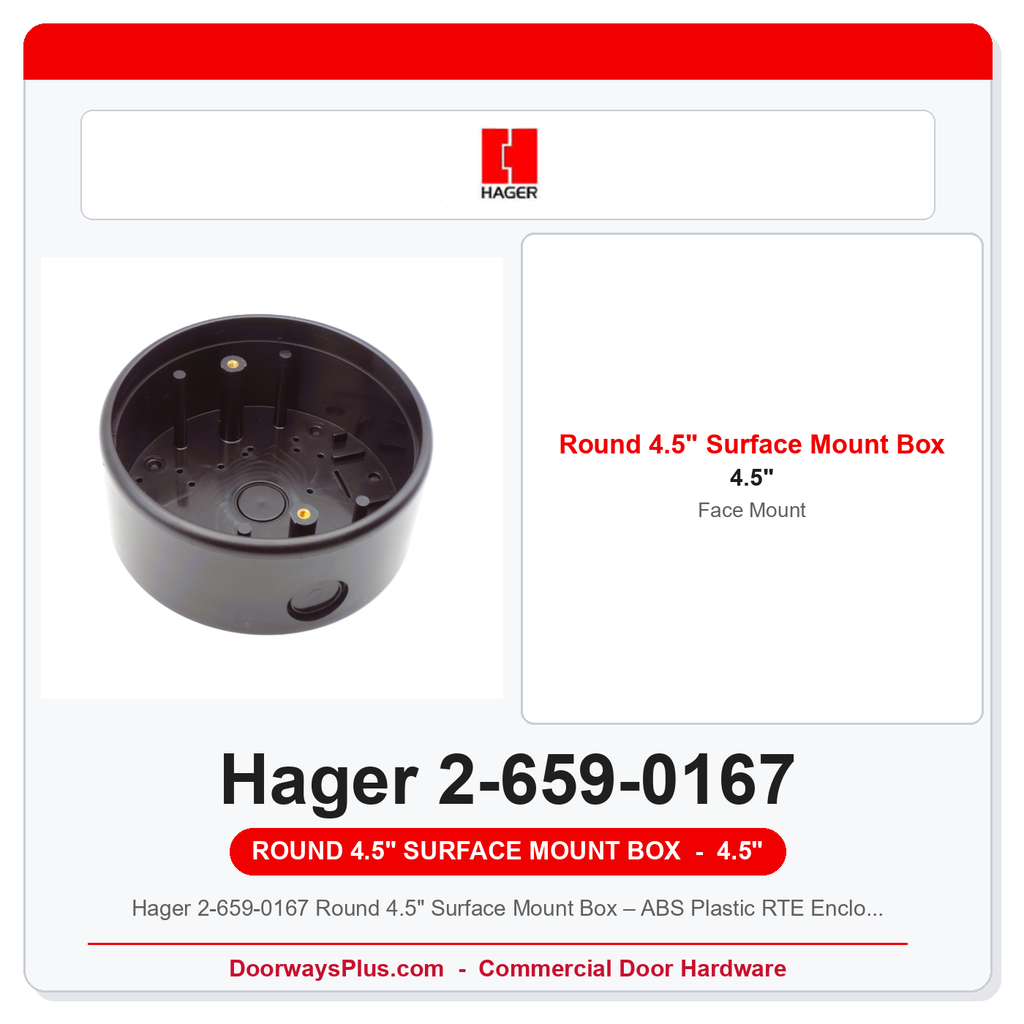 Hager 2-659-0167 Round 4.5" Surface Mount Box – ABS Plastic RTE Enclosure