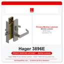 Hager 3896E Privacy Mortise Latchset – Grade 1 ANSI F22 Occupancy Indicator Escutcheon