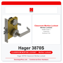 Hager 3870S Classroom Mortise Lockset | ANSI F05 Grade 1 Sectional Trim