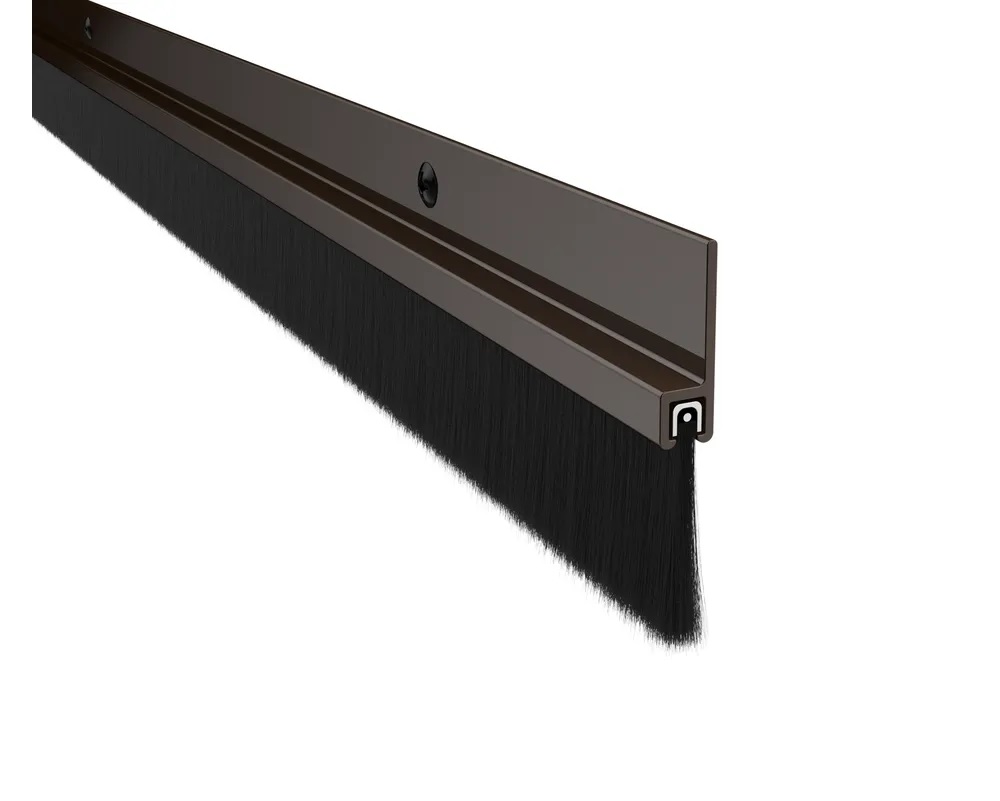 Pemko 18100DNB Nylon Brush Sill Sweep - 1" Black Brush, Dark Bronze