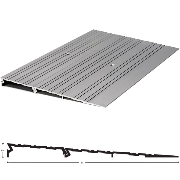 NGP R75 ADA Interlocking Wheelchair Ramp Threshold 9" Wide x 3/4" High – Aluminum