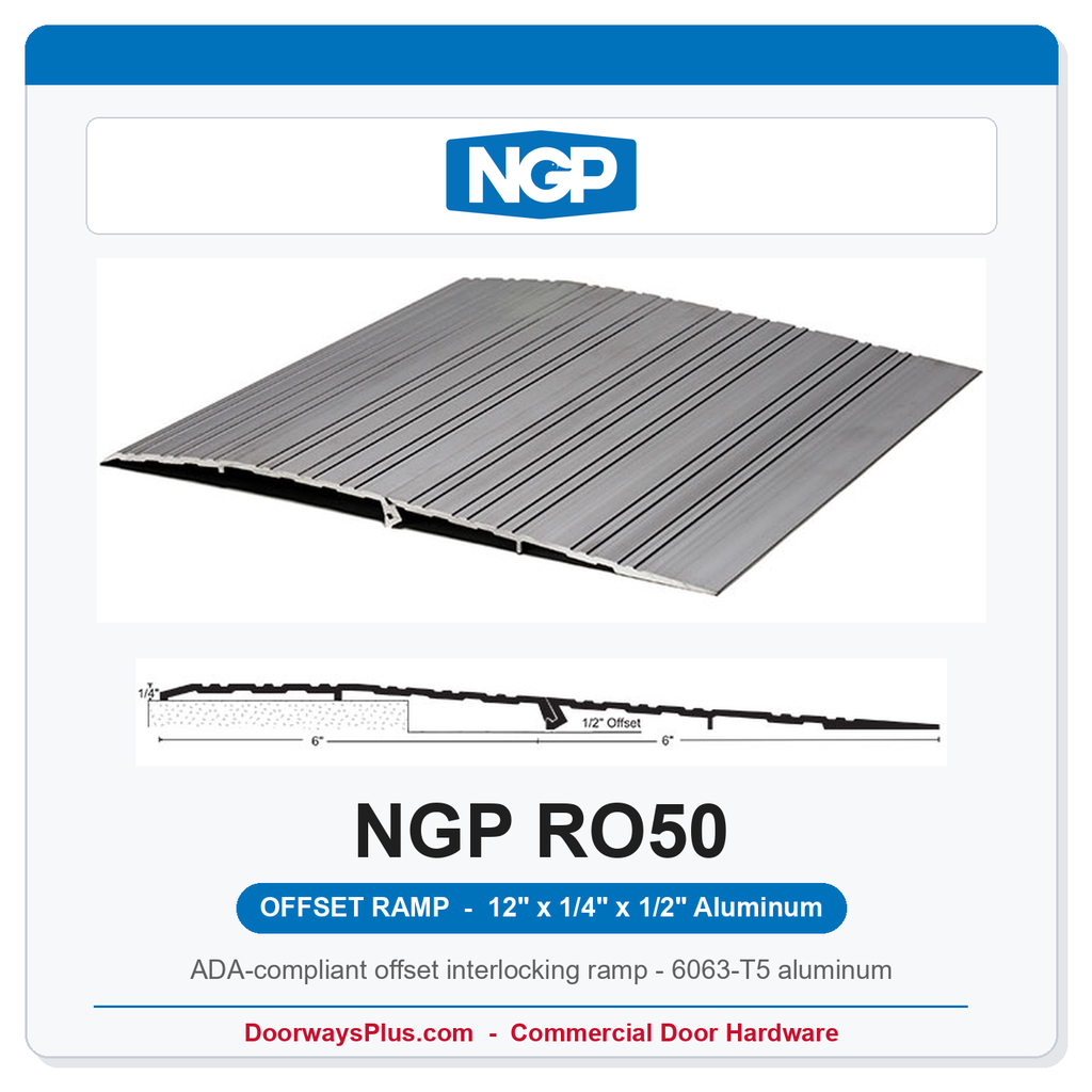 NGP RO50 ADA Offset Interlocking Wheelchair Ramp Threshold 12" x 1/4" x 1/2"