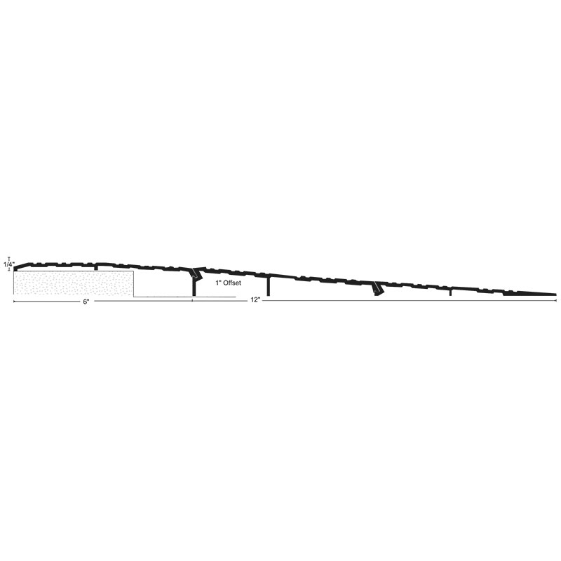 NGP RO100 ADA Offset Interlocking Wheelchair Ramp Threshold 18" x 1/4" x 1" Aluminum