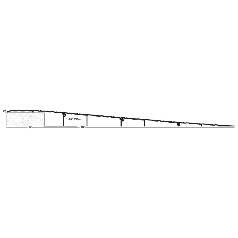 NGP RO150 ADA Wheelchair Ramp Threshold 24" x 1/4" H x 1-1/2" Offset – Aluminum, UL Listed, ANSI/BHMA A156.21