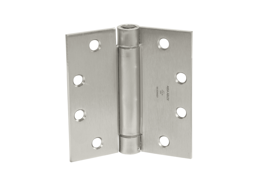 McKinney 1552 Full Mortise Spring Hinge 4-1/2x4-1/2 US32D Satin Stainless