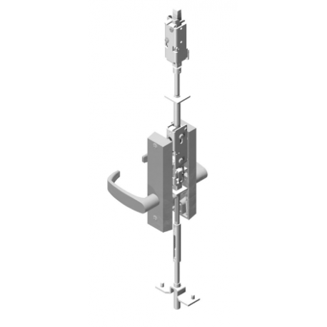 Sargent 700143-ETL-26D Vertical Rod Multi Point Lock, 84"- 96" Door Height, Blank Plate x Free Wheeling Key Engages and Disengages Lever
