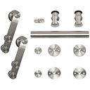 Hager 9436 Stainless Steel Barn Door Track Set with Hardware Kit, Round Rail Track with Face-Mount Hanger for Wood or Glass Doors