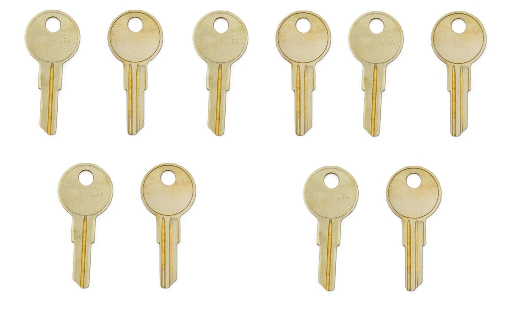 Ilco Y11 BR Yale Keyway Key Blank – Solid Brass Nickel Plated – Pack of 10