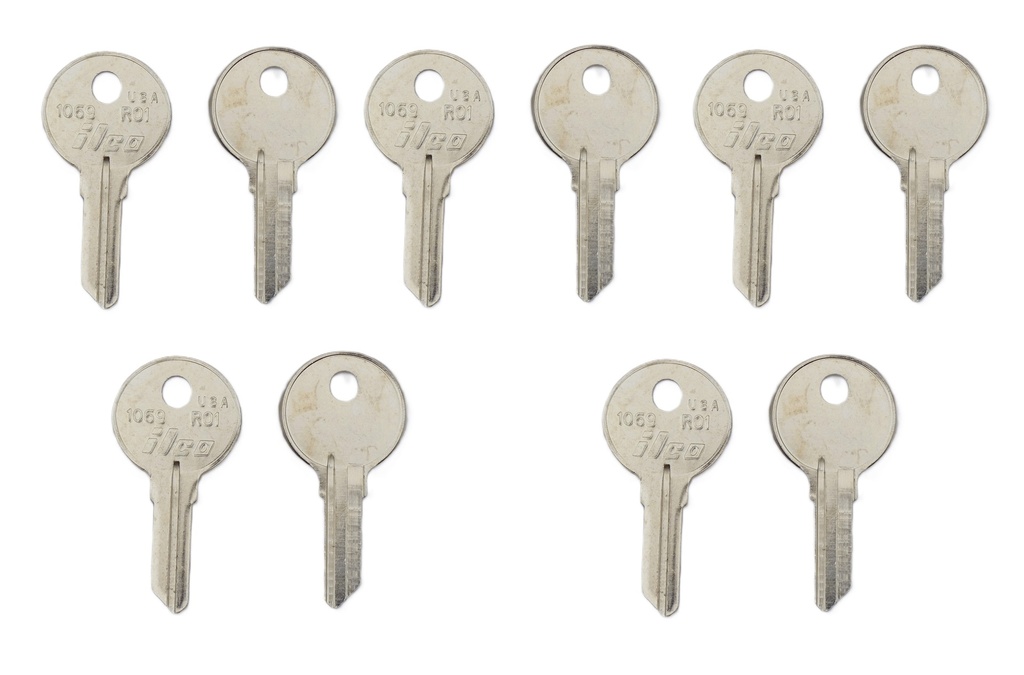 Ilco 1069 RO1 Key Blank – National Keyway, Brass Nickel Plated – Pack of 10