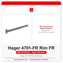 Hager 4701-FR Rim Exit Device | UL Fire Rated 48" Grade 1 Panic Bar