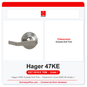 Hager 47KE Outside Exit Trim – Classroom Lever ANSI 08 Grade 1 | 4700 Series