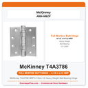 McKinney T4A3786 NRP 4-1/2x4-1/2 Heavy Weight Ball Bearing Hinge | UL Fire Rated