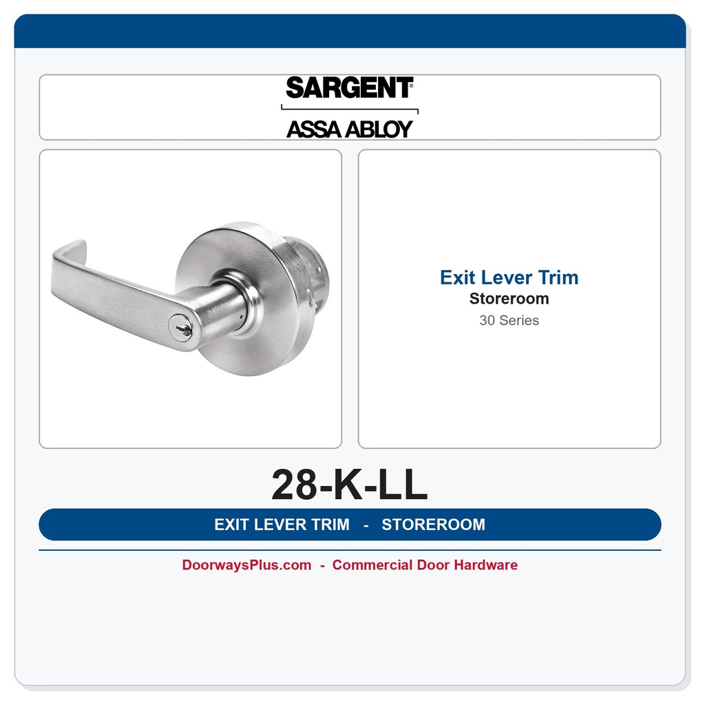 Sargent 28-K-LL Outside Exit Trim Lever – Storeroom Function ANSI 09