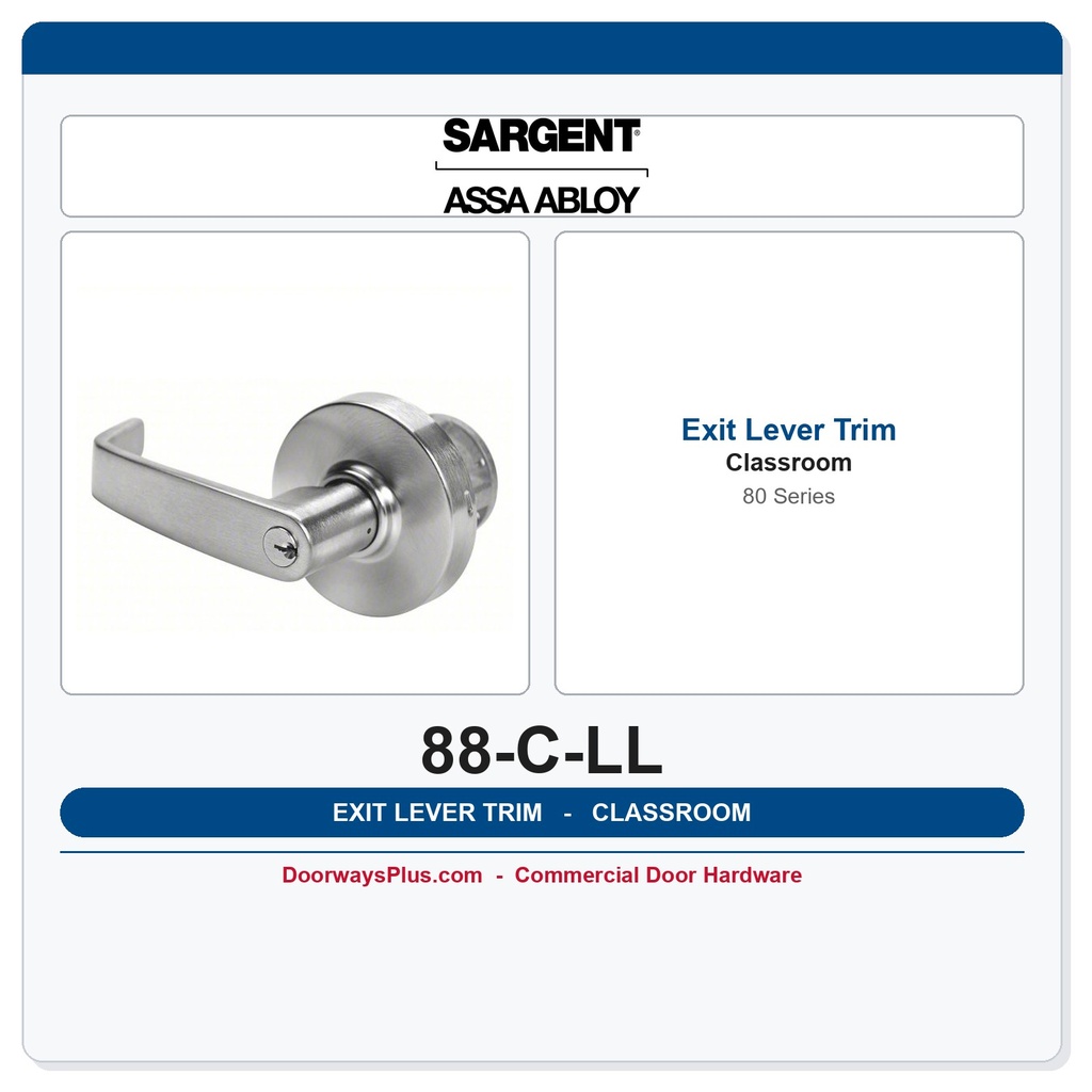 Sargent 88-C-LL Outside Lever Trim for 80 Series Exit Devices — Classroom Function