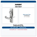 Sargent 743-8 ETL Freewheeling Exit Lever Trim – Rim & SVR, 80 Series