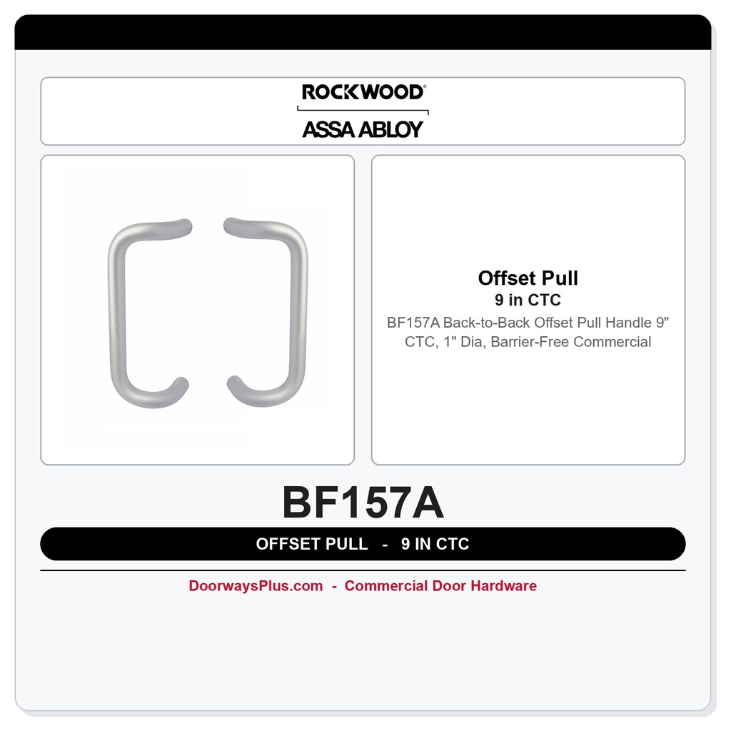 Rockwood BF157A Back-to-Back Offset Pull Handle | 9" CTC, 1" Dia, Barrier-Free Commercial