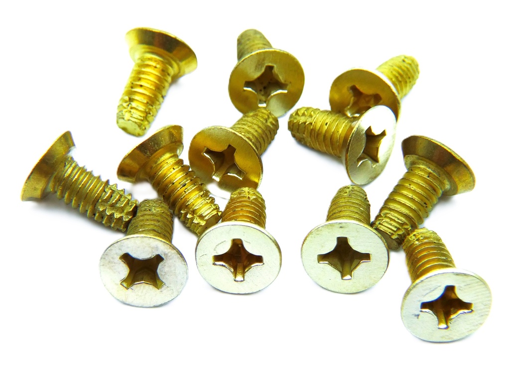 Hager 1-800-7225 FPHM Machine Screws 12-24 x 1/2" US3 Polished Brass | Pkg/12
