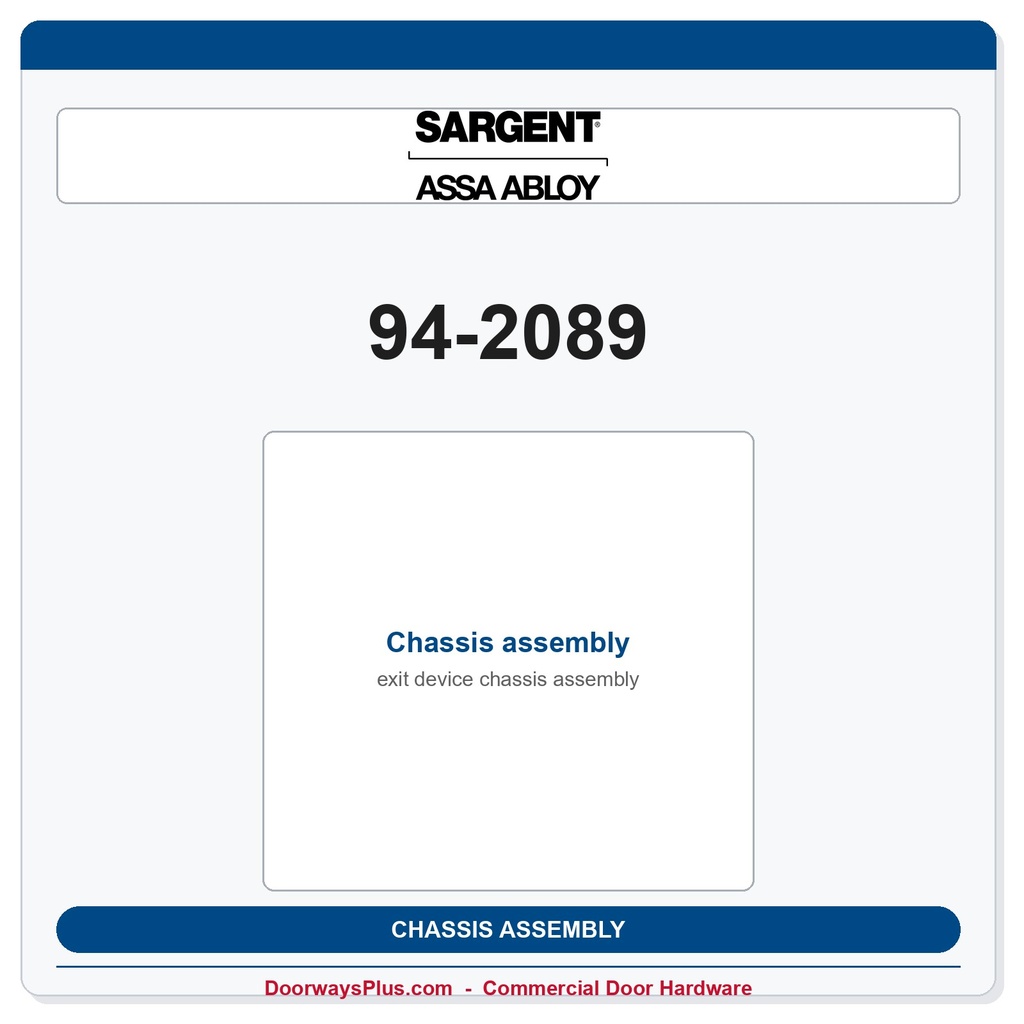 Sargent 94-2089 Chassis assembly