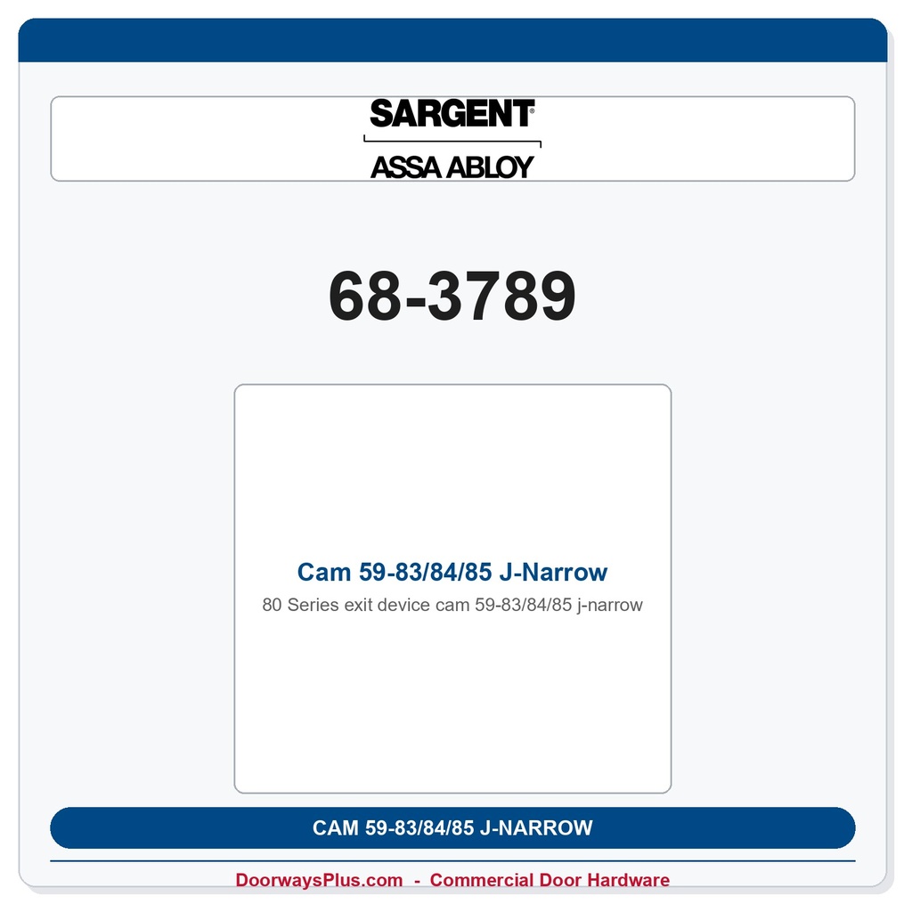 Sargent 68-3789 Cam 59-83/84/85 J-Narrow