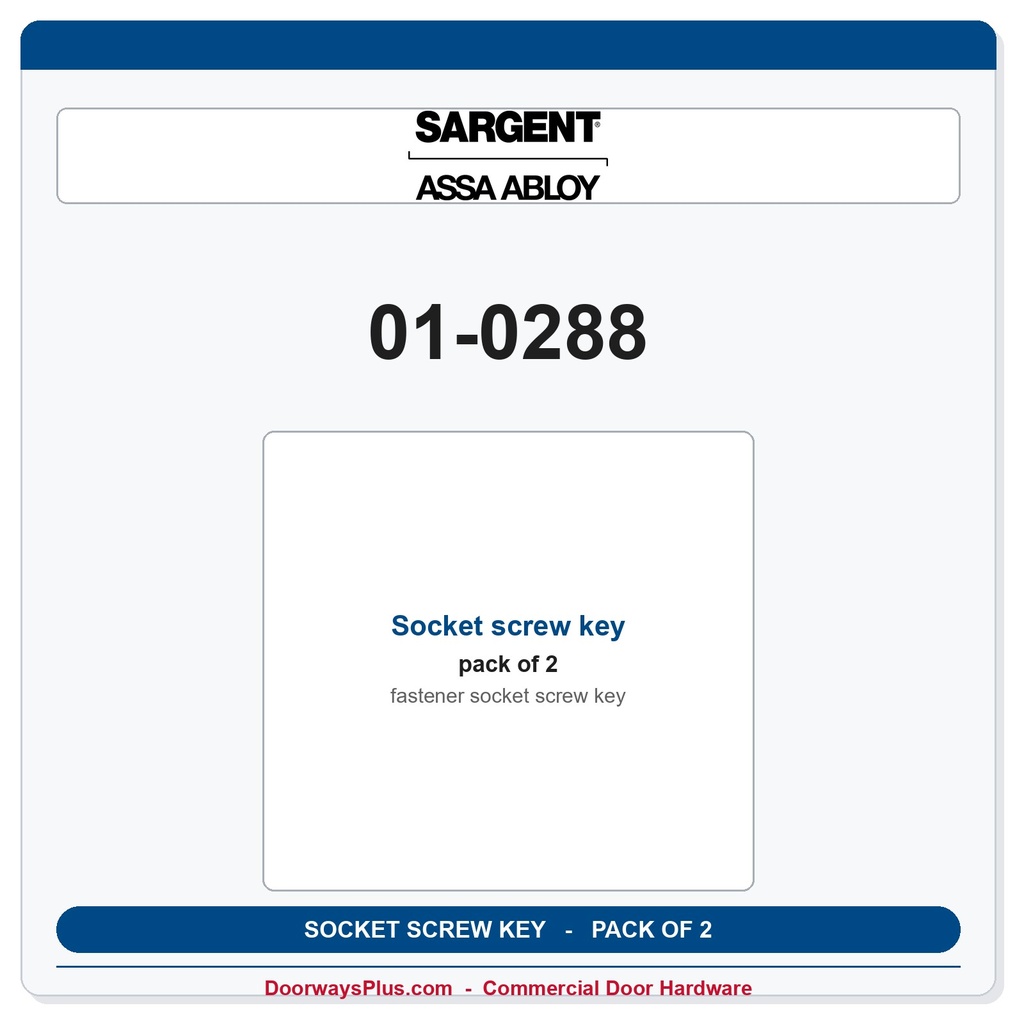 Sargent 01-0288 Socket screw key - Pack of 2