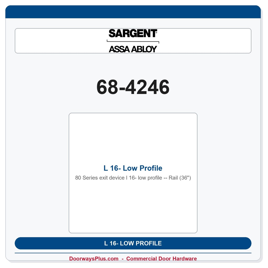 Sargent 68-4246 L 16- Low Profile Rail (36")