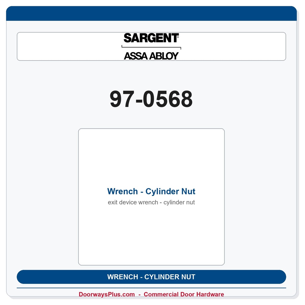 Sargent 97-0568 Wrench - Cylinder Nut