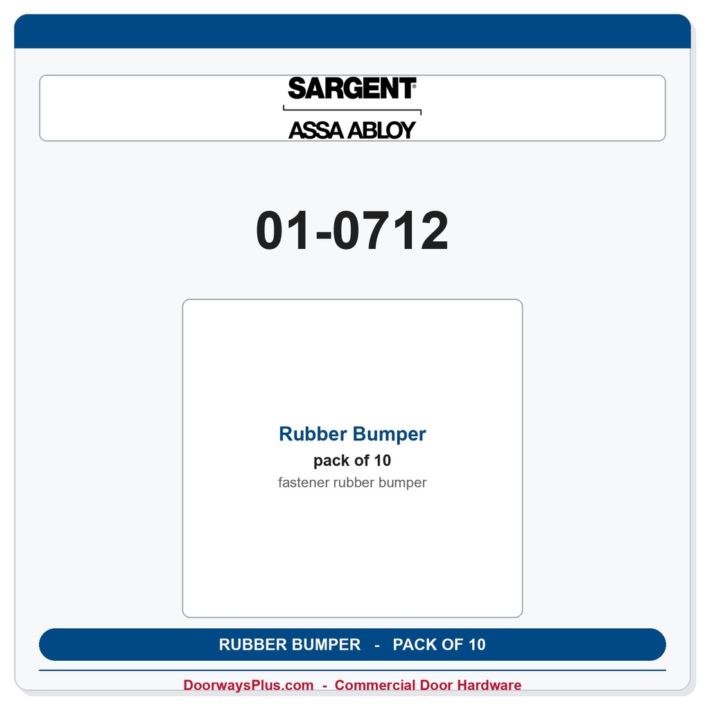 Sargent 01-0712 Rubber Bumper - Pack of 10