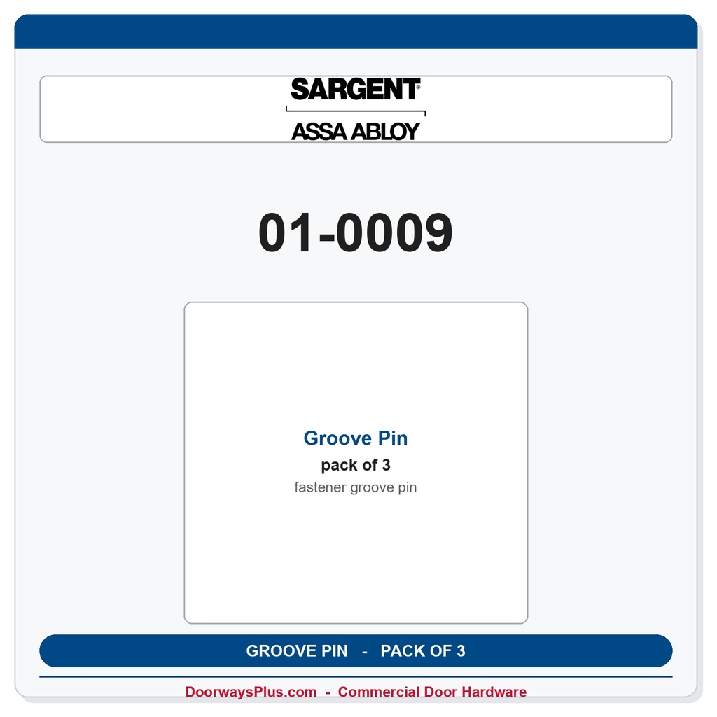 Sargent 01-0009 Groove Pin - Pack of 3