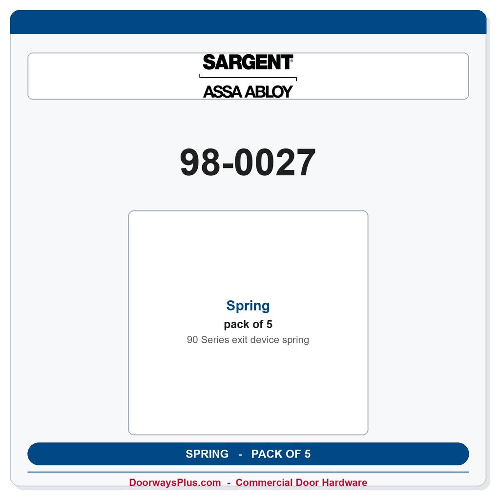 Sargent 98-0027 Replacement Spring for Exit Devices — Pack of 5