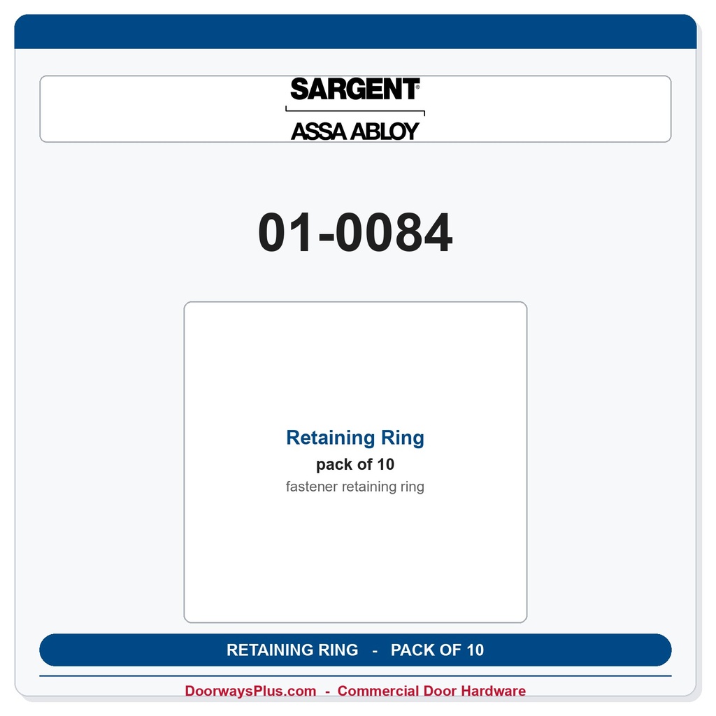 Sargent 01-0084 Retaining Ring for Exit Devices — Pack of 10