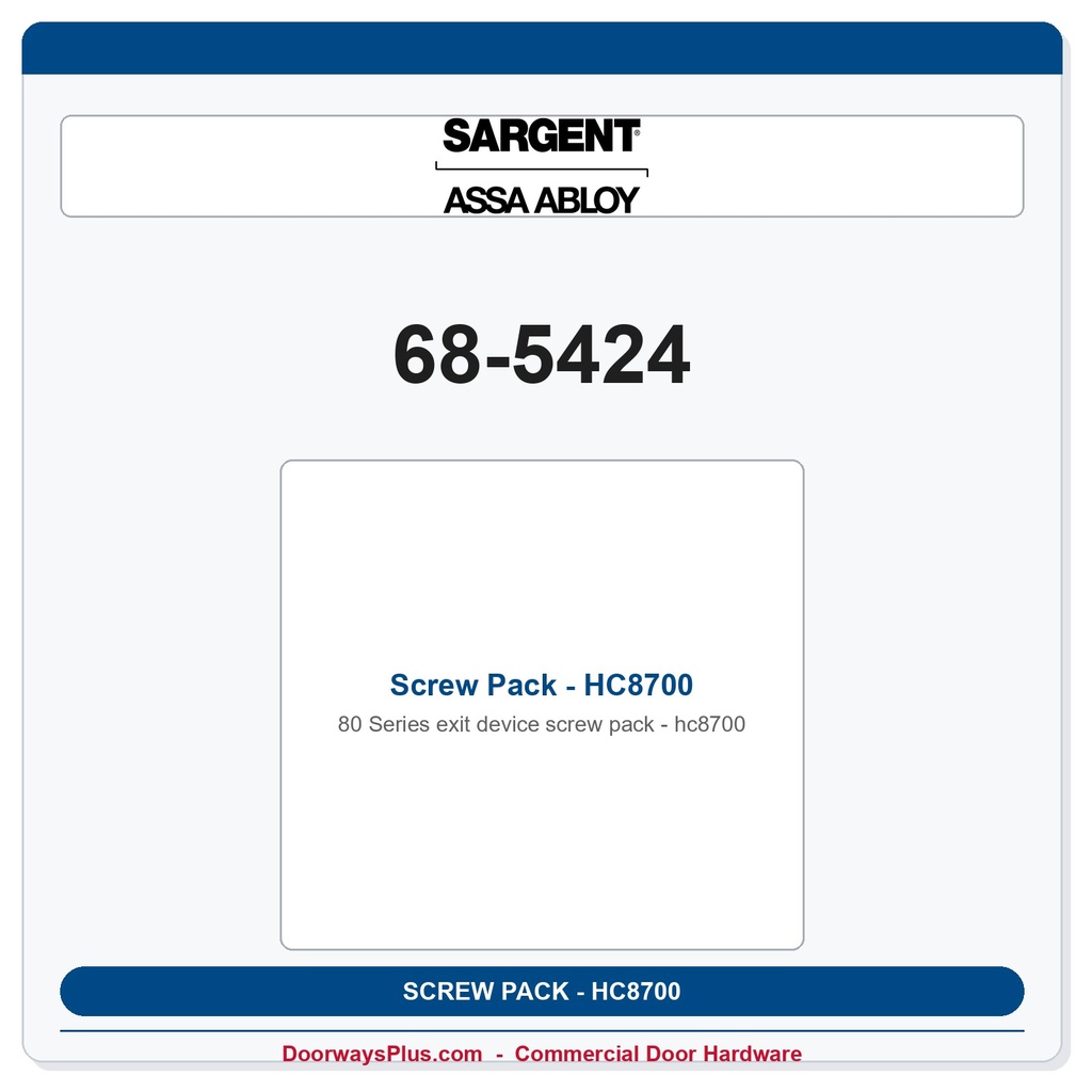 Sargent 68-5424 Screw Pack - HC8700