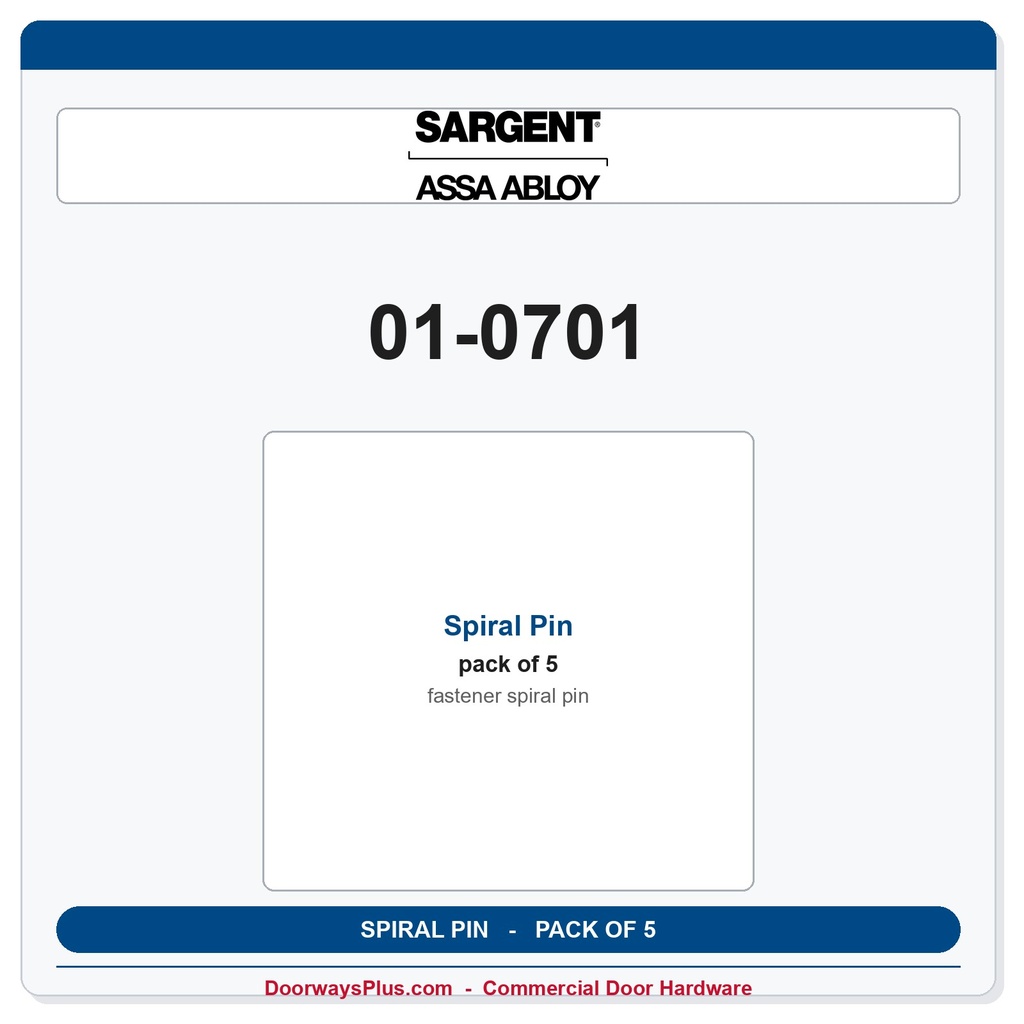 Sargent 01-0701 Spiral Pin - Pack of 5