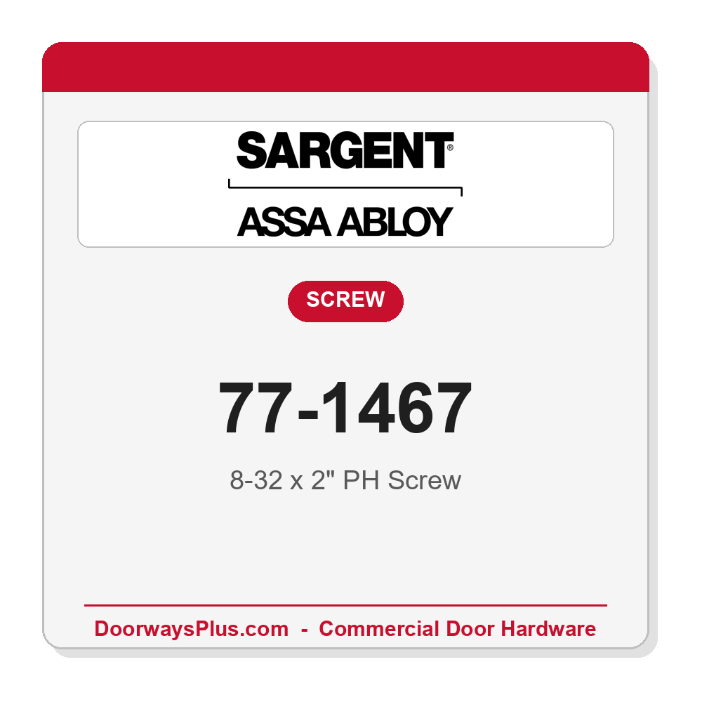 Sargent 77-1467 8-32 x 2" PH Screw - Pack of 5