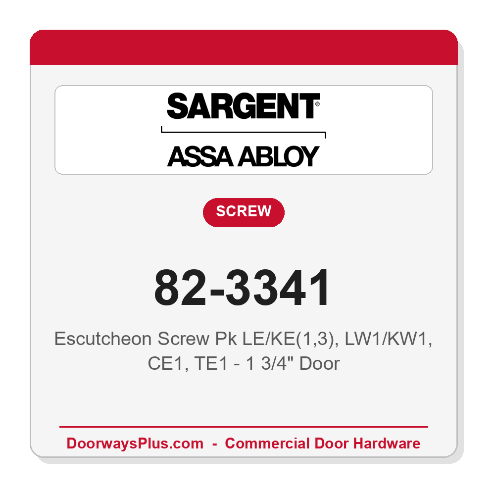 Sargent 82-3341 Escutcheon Screw Pk LE/KE(1,3), LW1/KW1, CE1, TE1 - 1 3/4" Door