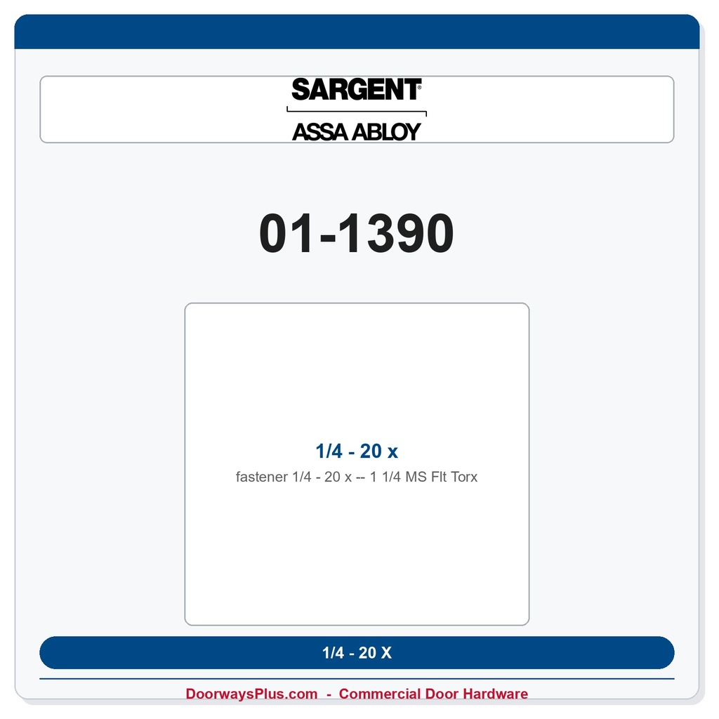 Sargent 01-1390 1/4 - 20 x 1 1/4 MS Flt Torx