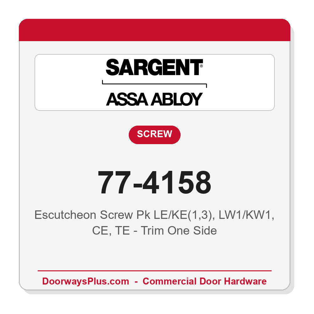 Sargent 77-4158 Escutcheon Screw Pk LE/KE(1,3), LW1/KW1, CE, TE - Trim One Side - Pack of 2