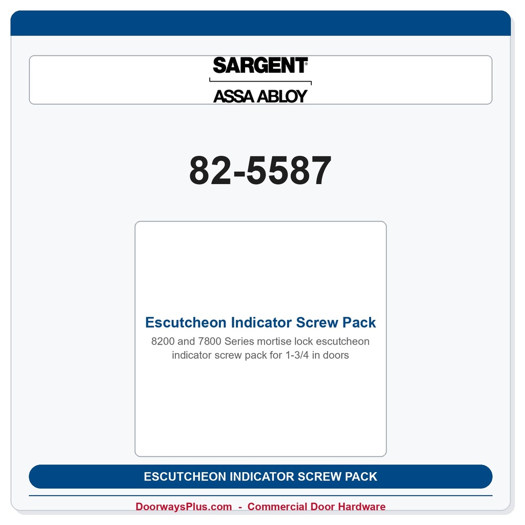 Sargent 82-5587 Escutcheon Indicator Screw Pack - Phillips, 1-3/4" Door