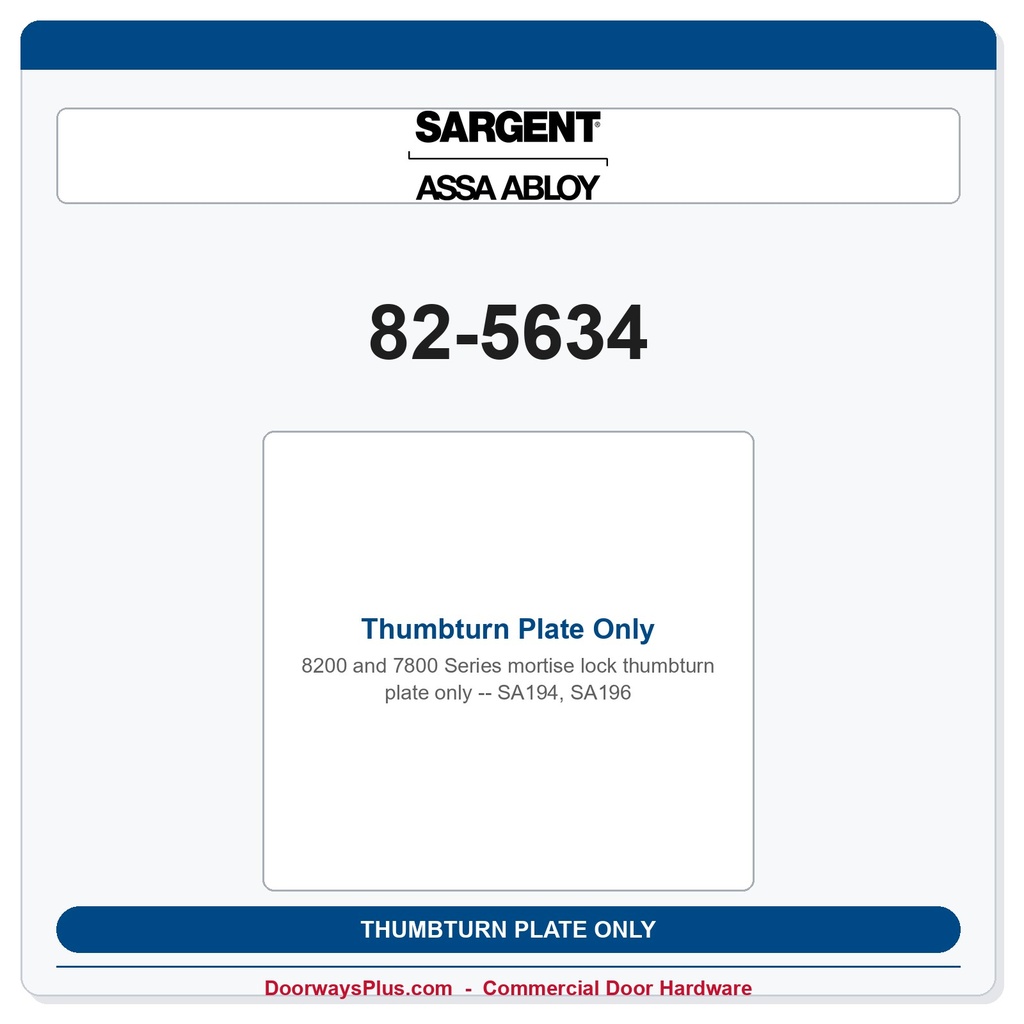 Sargent 82-5634 Thumbturn Plate Only - SA194, SA196