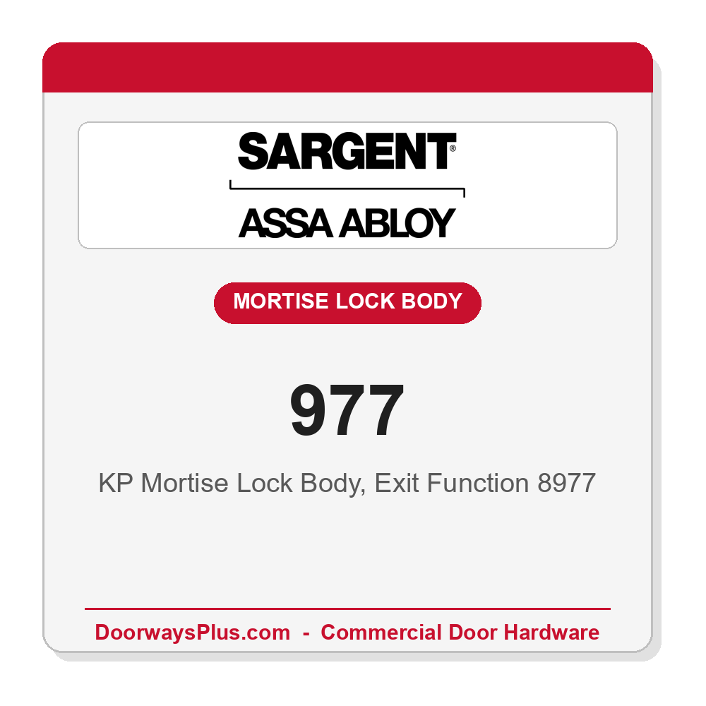 Sargent 977 KP Mortise Lock Body — 8977 Exit Function, 8900 Series