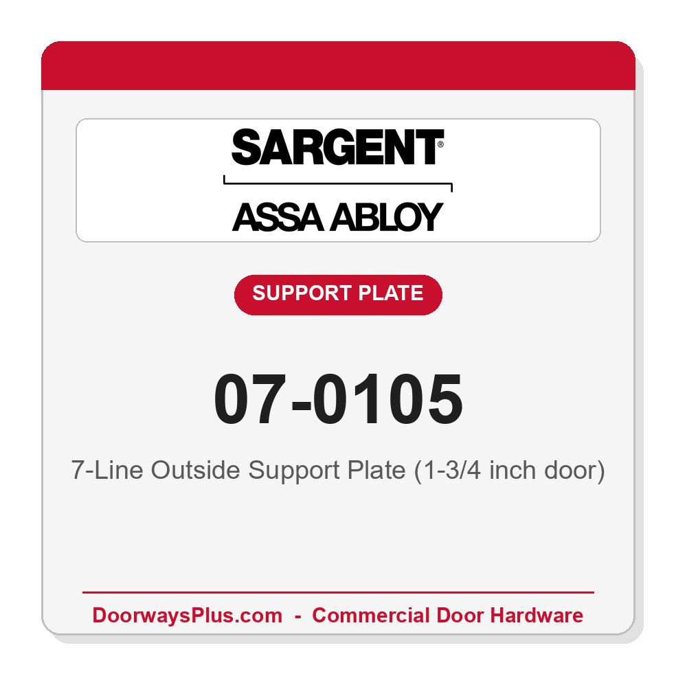 Sargent 07-0105 Outside Support Plate — 7-Line Cylindrical Lock, 1-3/4" Door