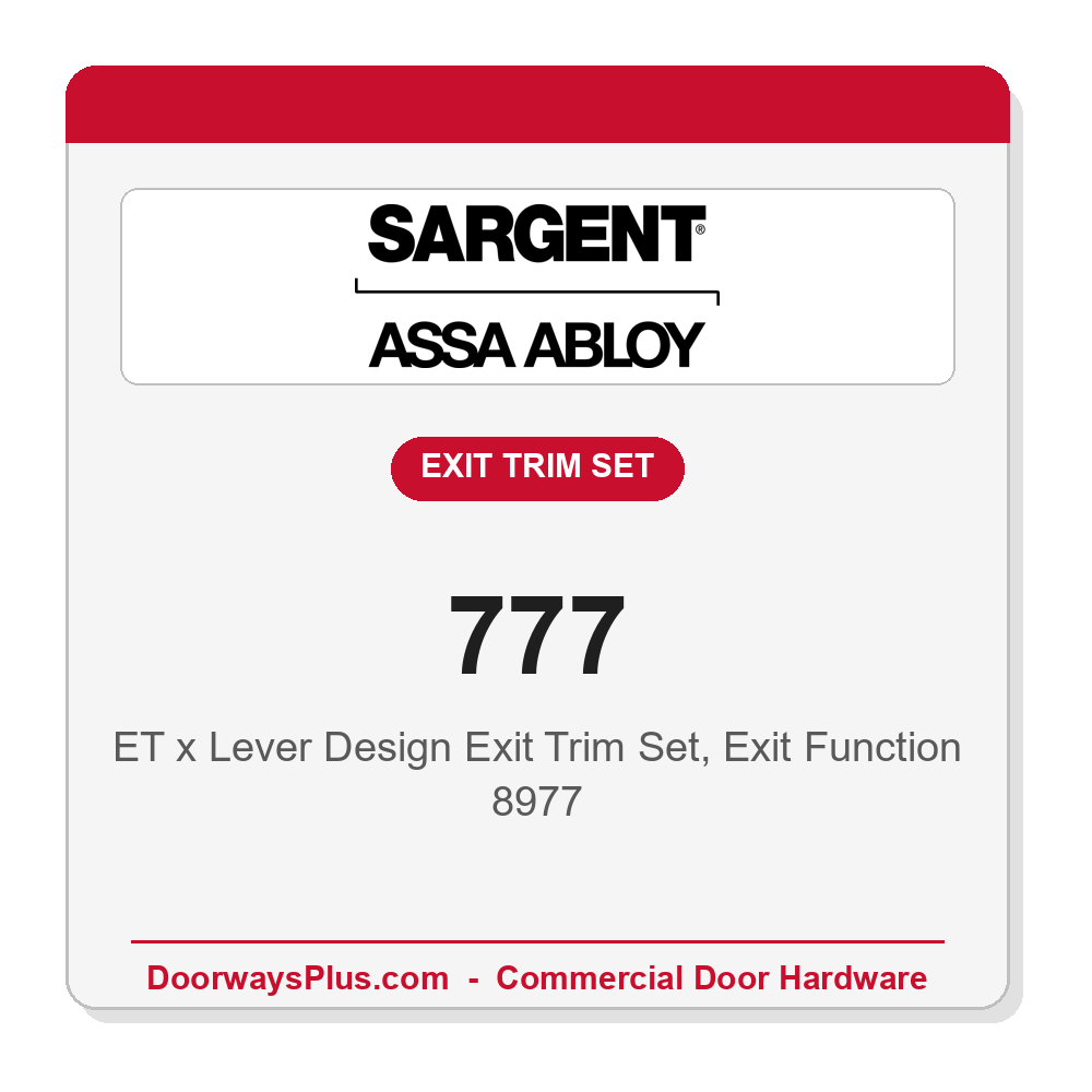 Sargent 777 ET Lever Exit Trim Set — 8977 Function, KP 8800/8900 Series