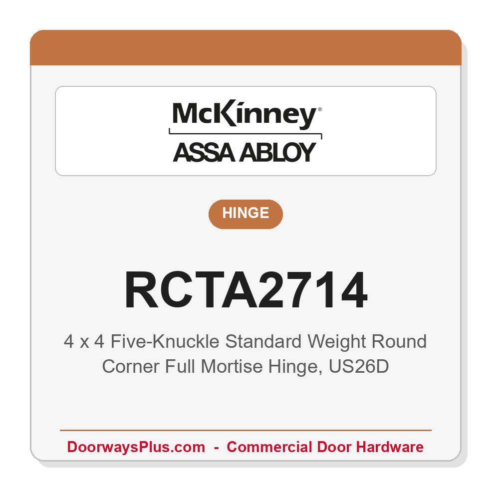 McKinney RCTA2714 4x4 Five-Knuckle Standard Weight Round Corner Hinge | Full Mortise