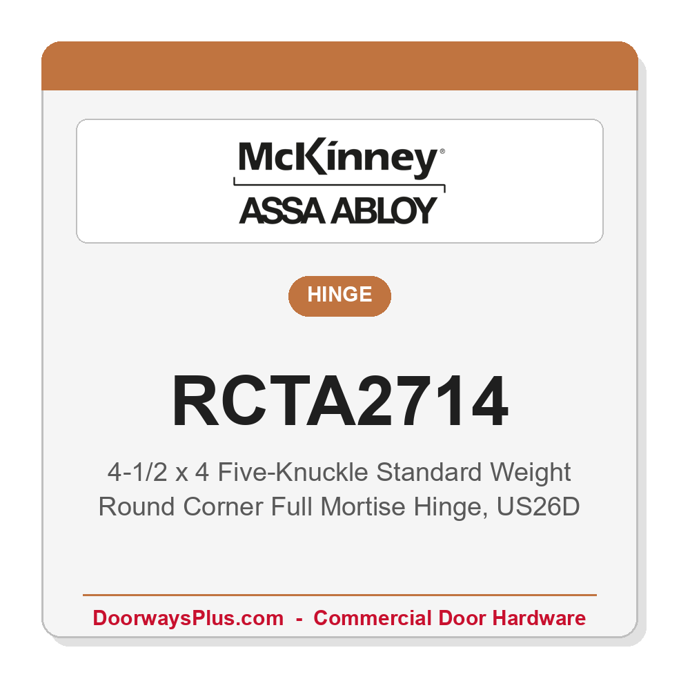 McKinney RCTA2714 4-1/2x4 Five-Knuckle Standard Weight Round Corner Hinge | Full Mortise