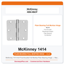 McKinney 1414 4x4 Five-Knuckle Full Mortise Plain Bearing Hinge — Residential Weight