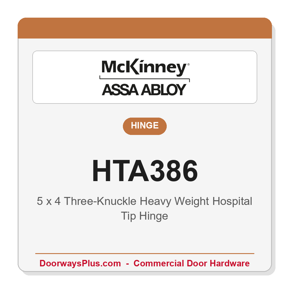 McKinney HTA386 5x4 Three-Knuckle Heavy Weight Stainless Steel Hospital Tip Hinge | Full Mortise