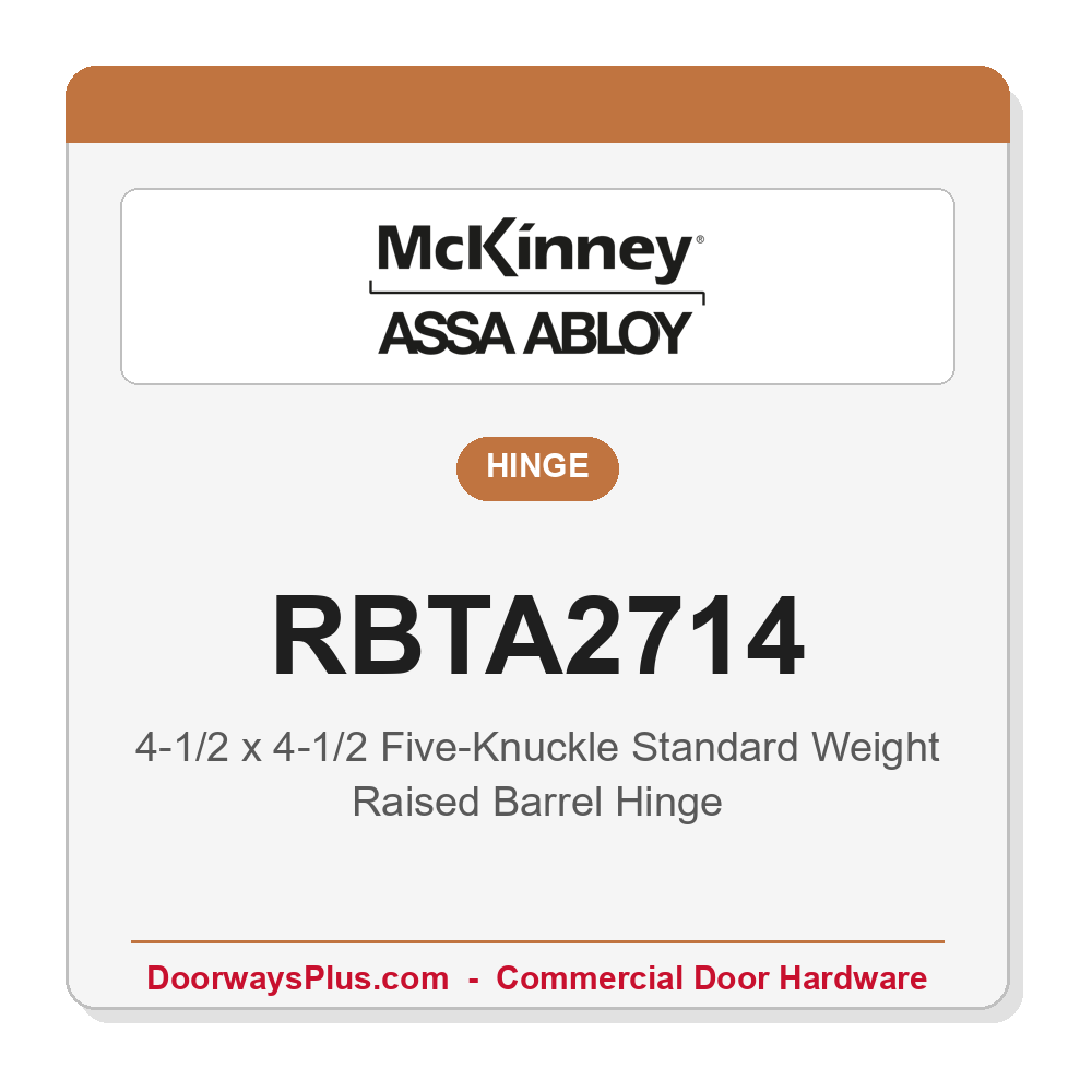 McKinney RBTA2714 4-1/2x4-1/2 Five-Knuckle Standard Weight Raised Barrel Hinge | Full Mortise