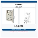 Sargent LB-8236 Mortise Lock Body – 8200 Series Closet Function Case
