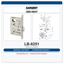 Sargent LB-8251 Mortise Lock Body – 8200 Series Storeroom Deadbolt Function (Case Only)